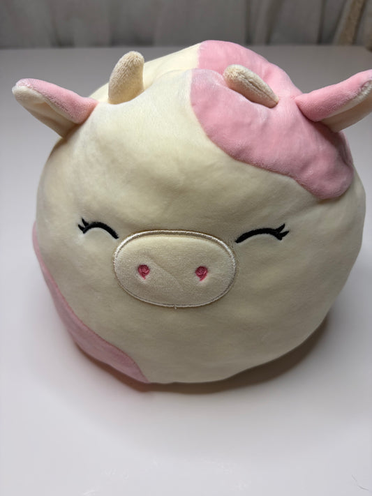 Squishmallow Cow Pink and Rainbow Reversible