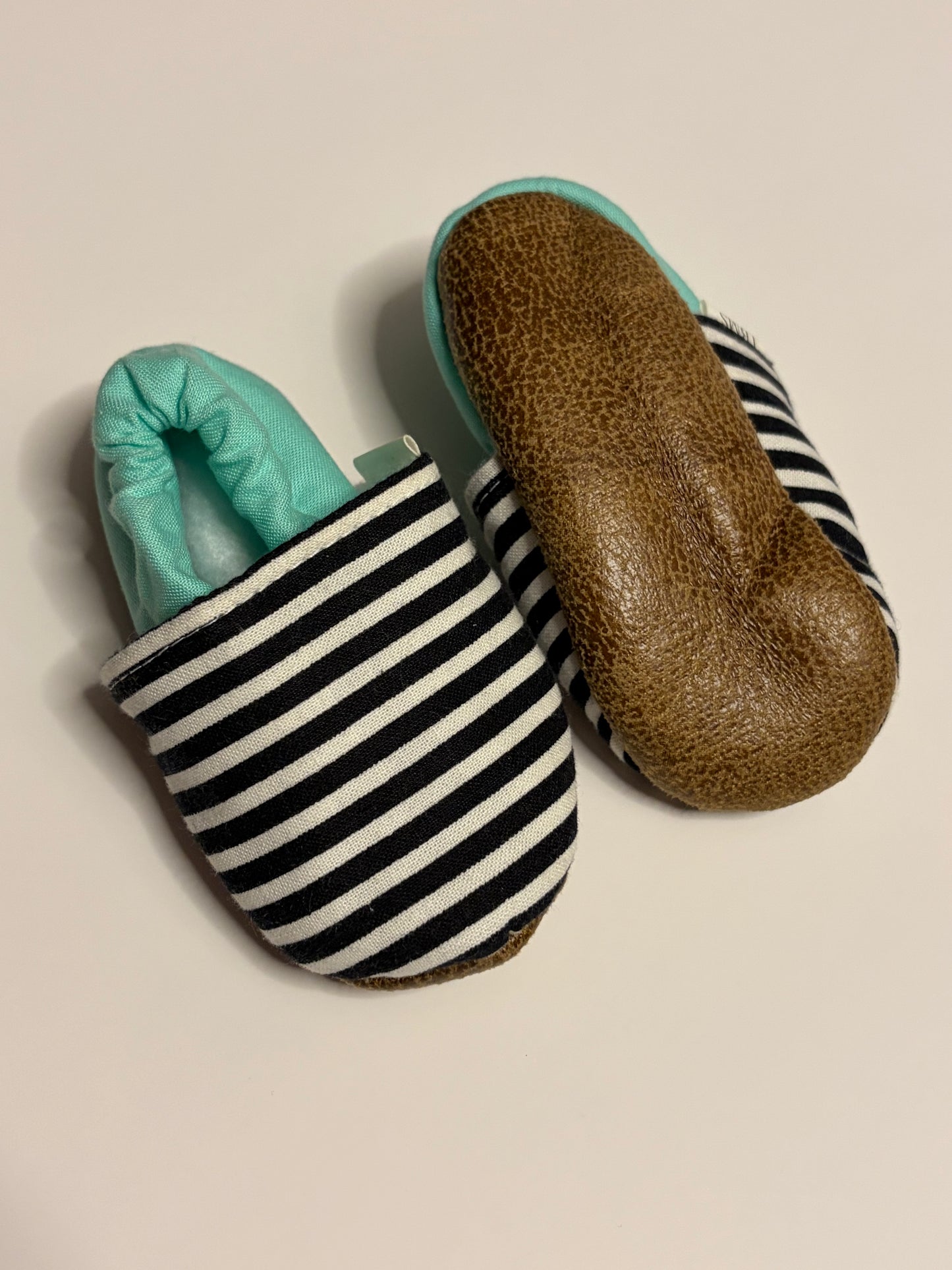 Striped Baby Moccasins - 0-6m