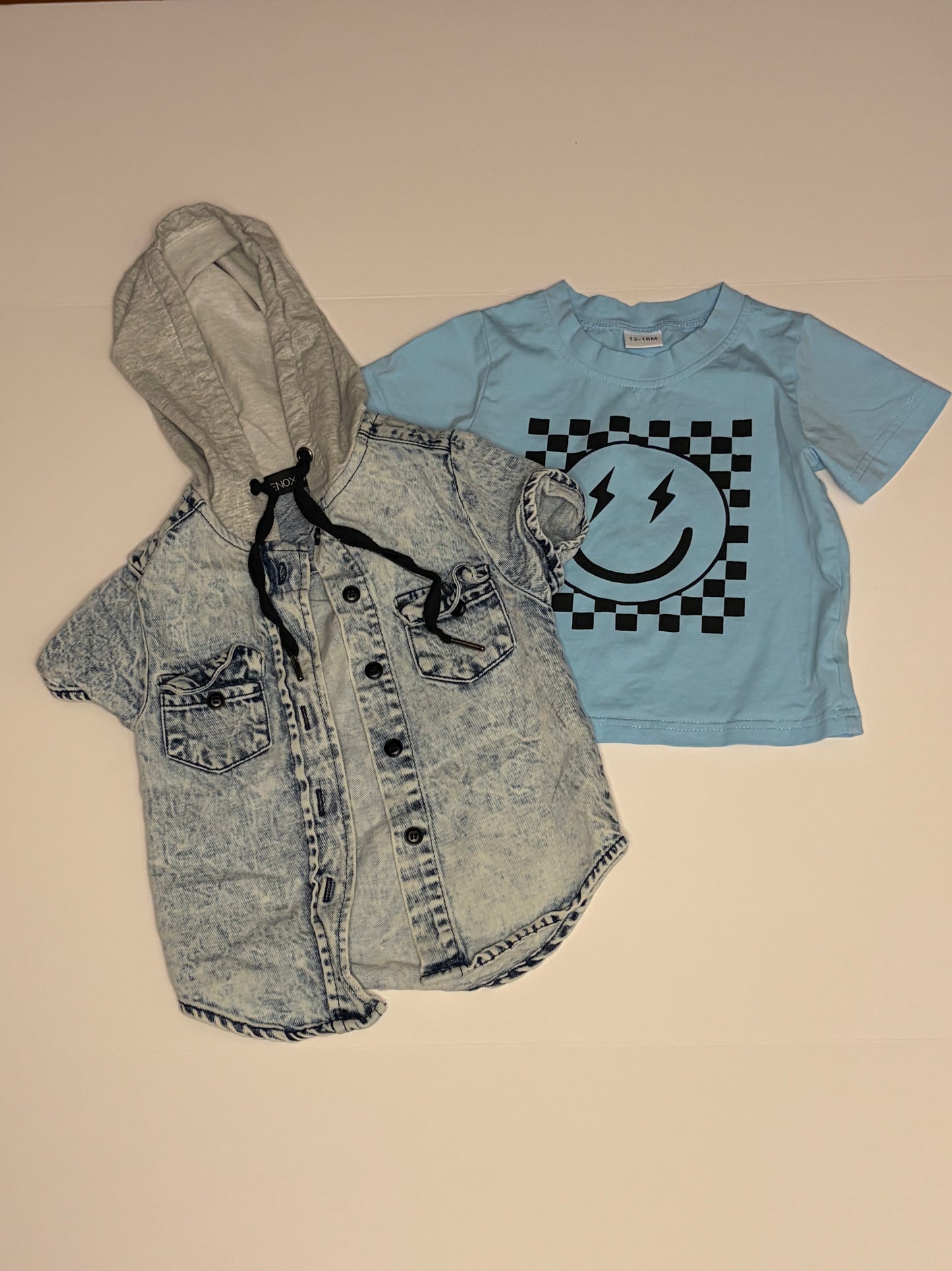 Blue Smiley Outfit - 12-18m