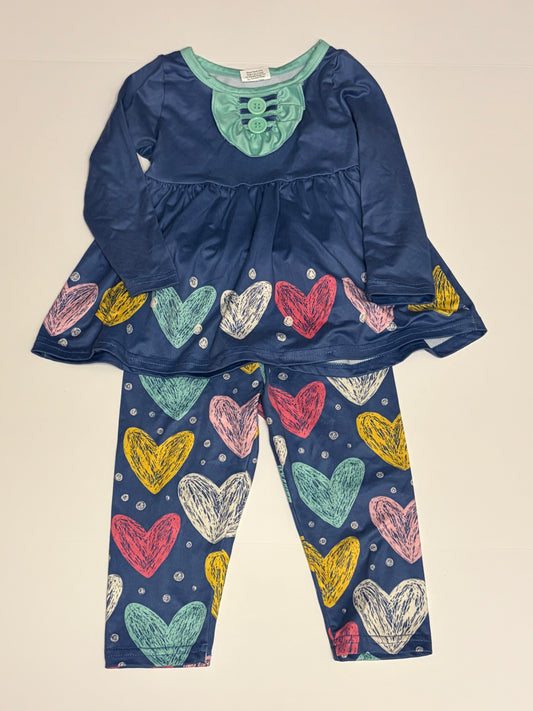 Navy Heart Outfit - 12-18m