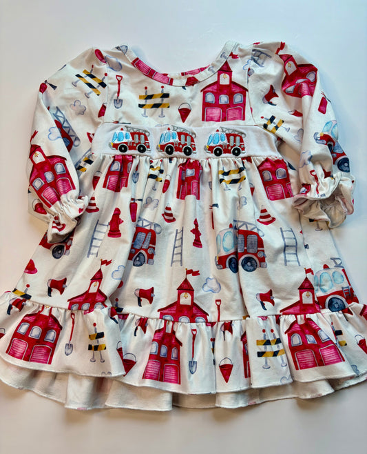 Marie Nicole Firetruck Dress- 3xs (12-24m)