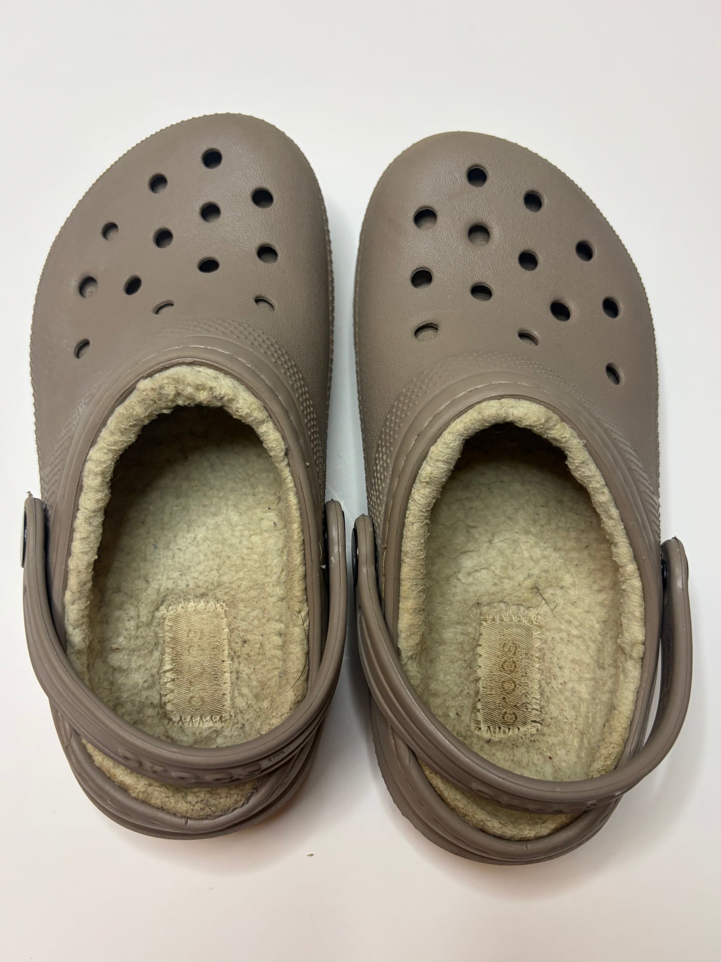 Tan Fleece Lined Crocs - 12