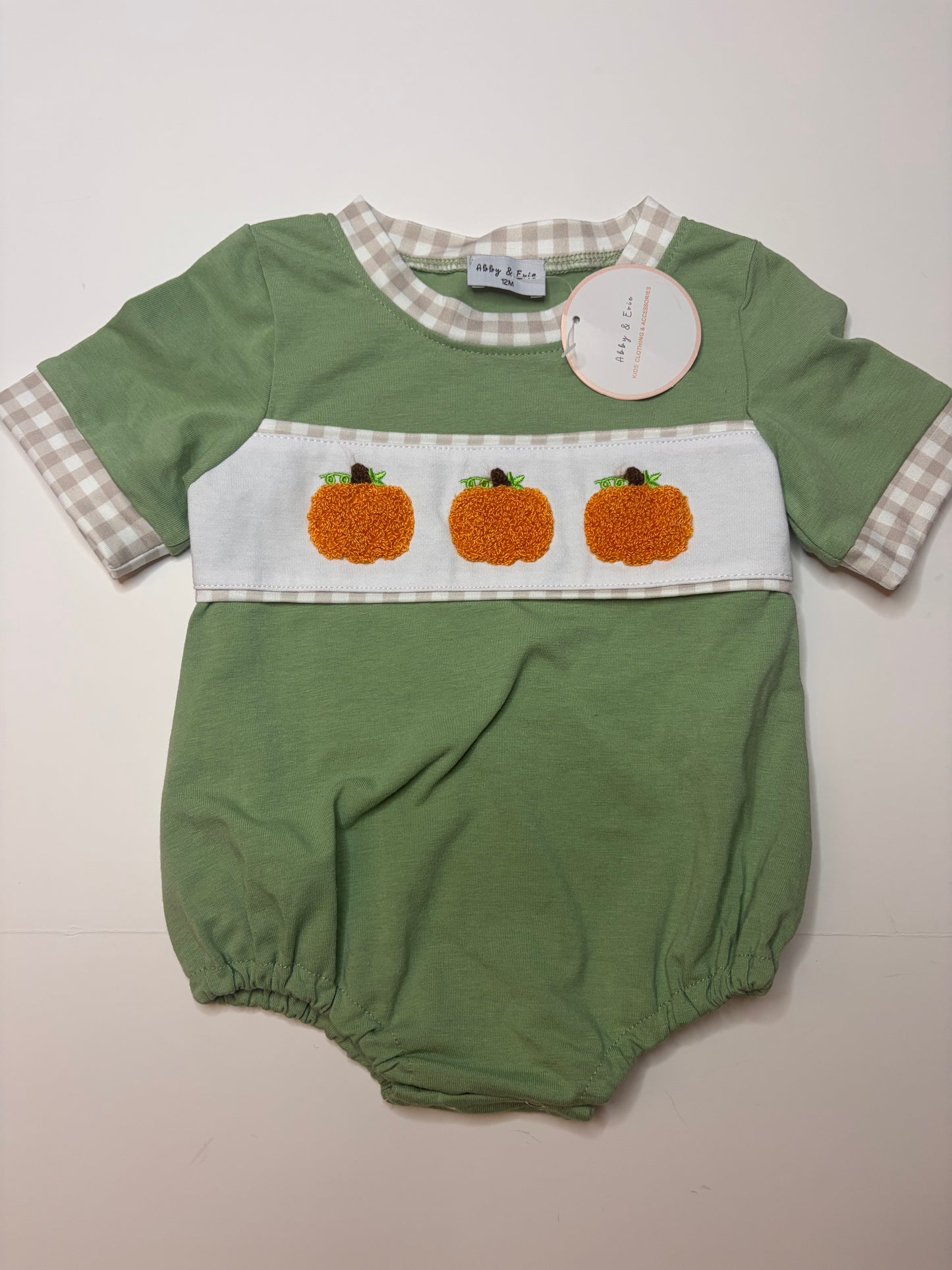 Abby & Evie Embroidered Pumpkin Bubble - 12m