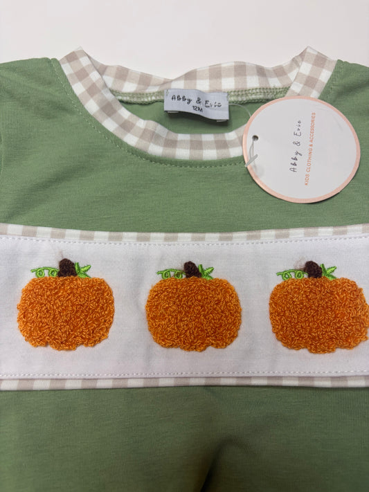 Abby & Evie Embroidered Pumpkin Bubble - 12m