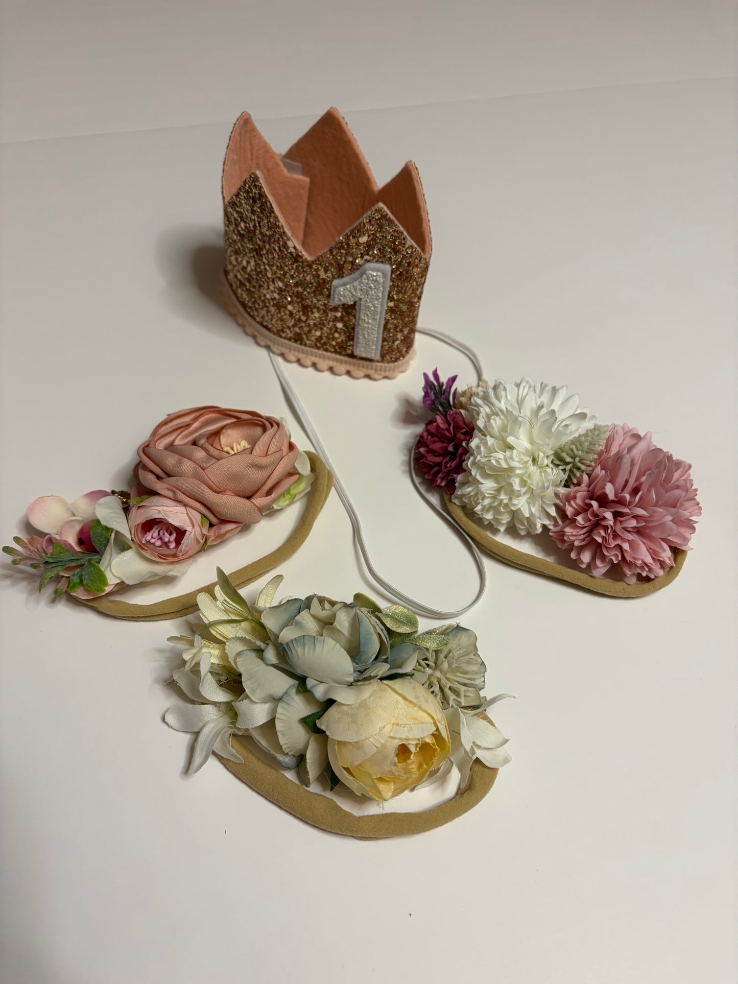 Set of Birthday Crown & Floral Headbands