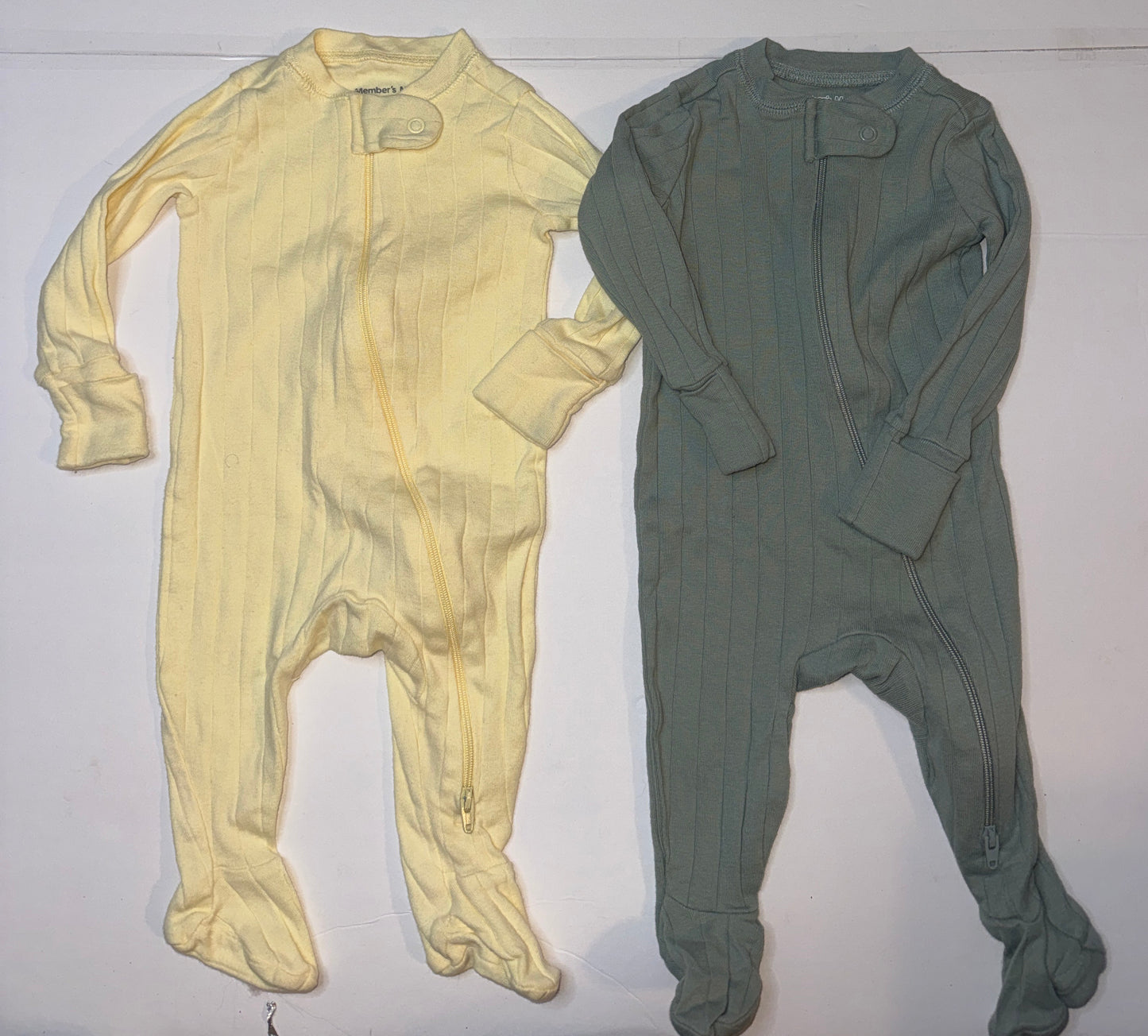 Members Mark Ribbed Sleepers Set Yellow and Green 3M