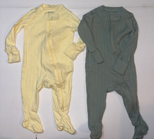 Members Mark Ribbed Sleepers Set Yellow and Green 3M