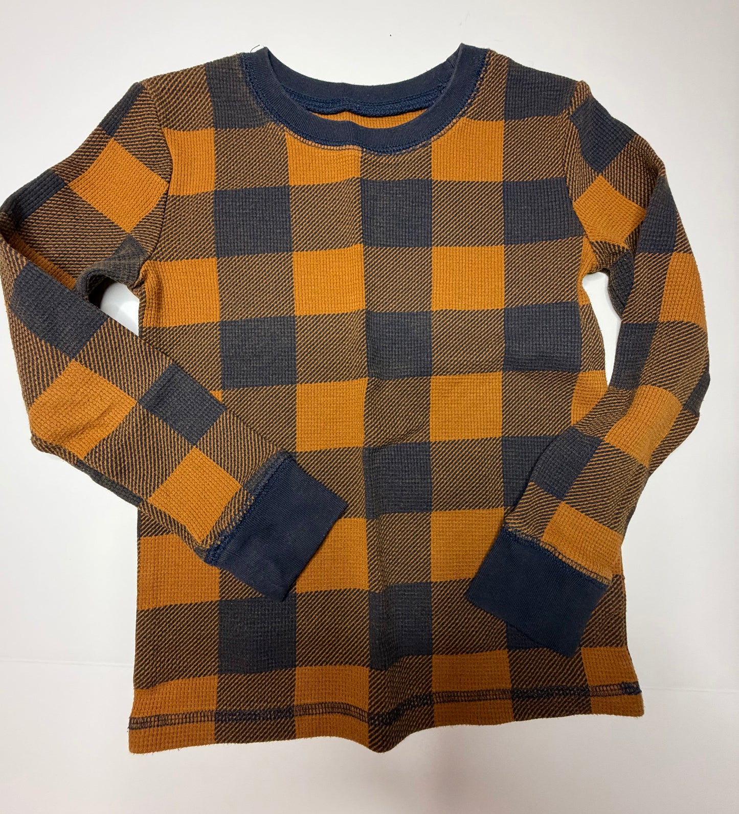 Jumping Beans navy/yellow plaid LS tee 4T