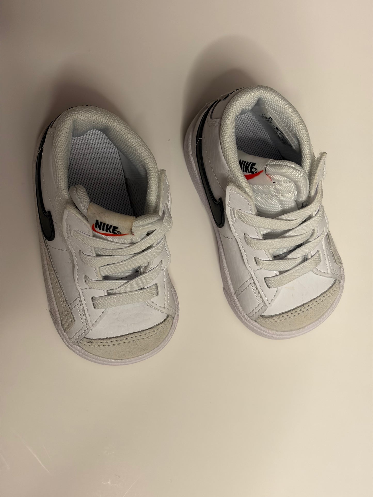 Infant White & Black Nikes - 4