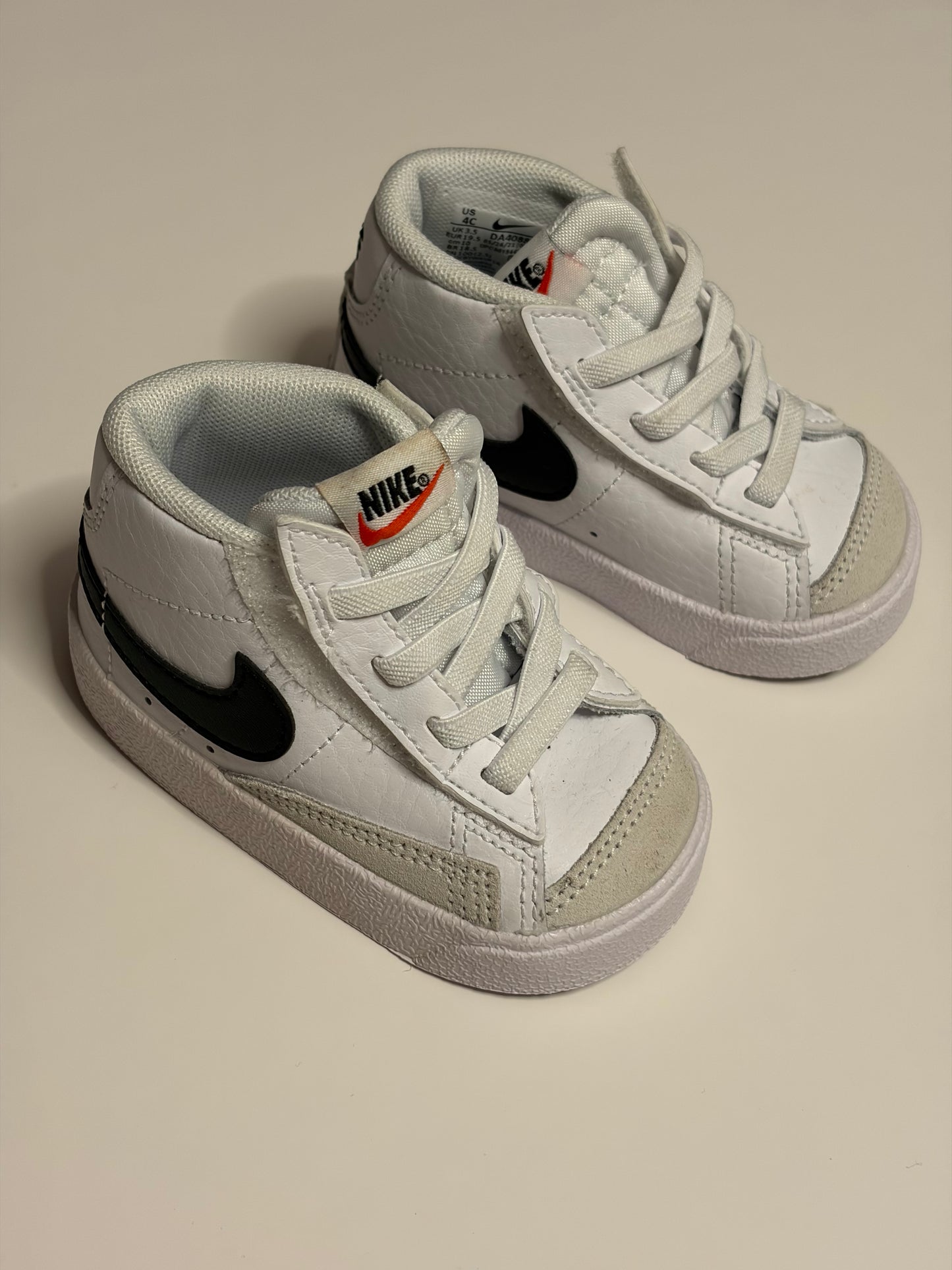 Infant White & Black Nikes - 4