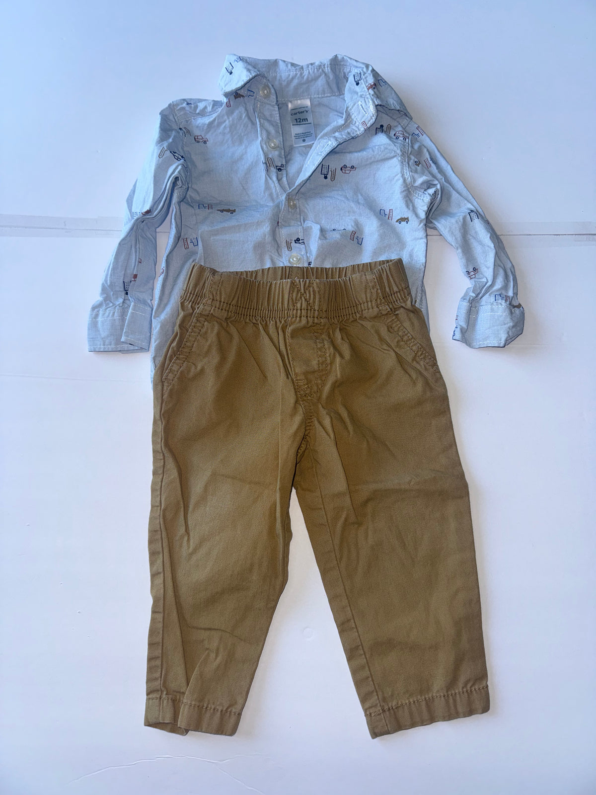 Carters Car Dress Shirt with Khakis 12M