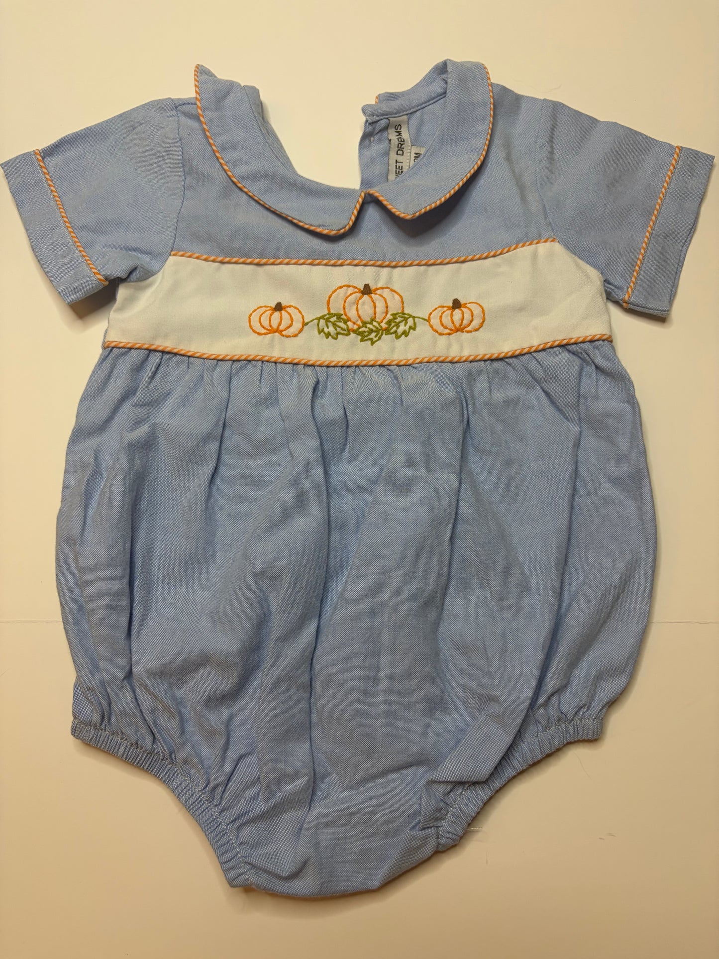 Sweet Dreams Embroidered Pumpkin Bubble - 9m