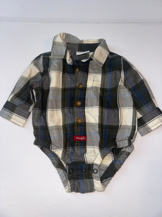 Wrangler Plaid Long Sleeve Onesie 3M