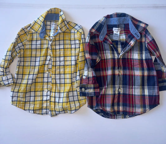 Carters Plaid Dress Shirts 6M