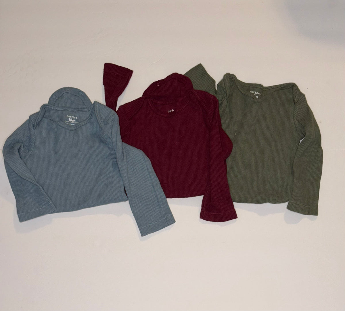 Carters Waffle Knit Long Sleeve Onesies Bundle 18M