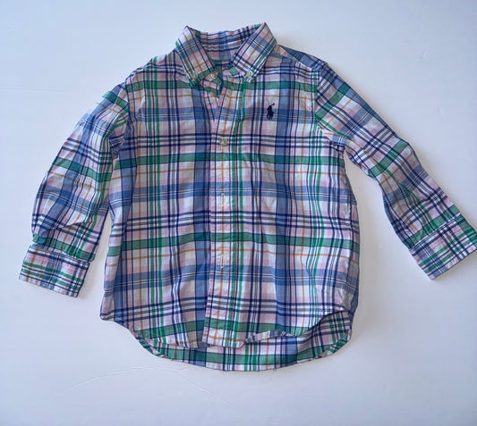 Ralph Lauren Plaid Dress Shirt 12M
