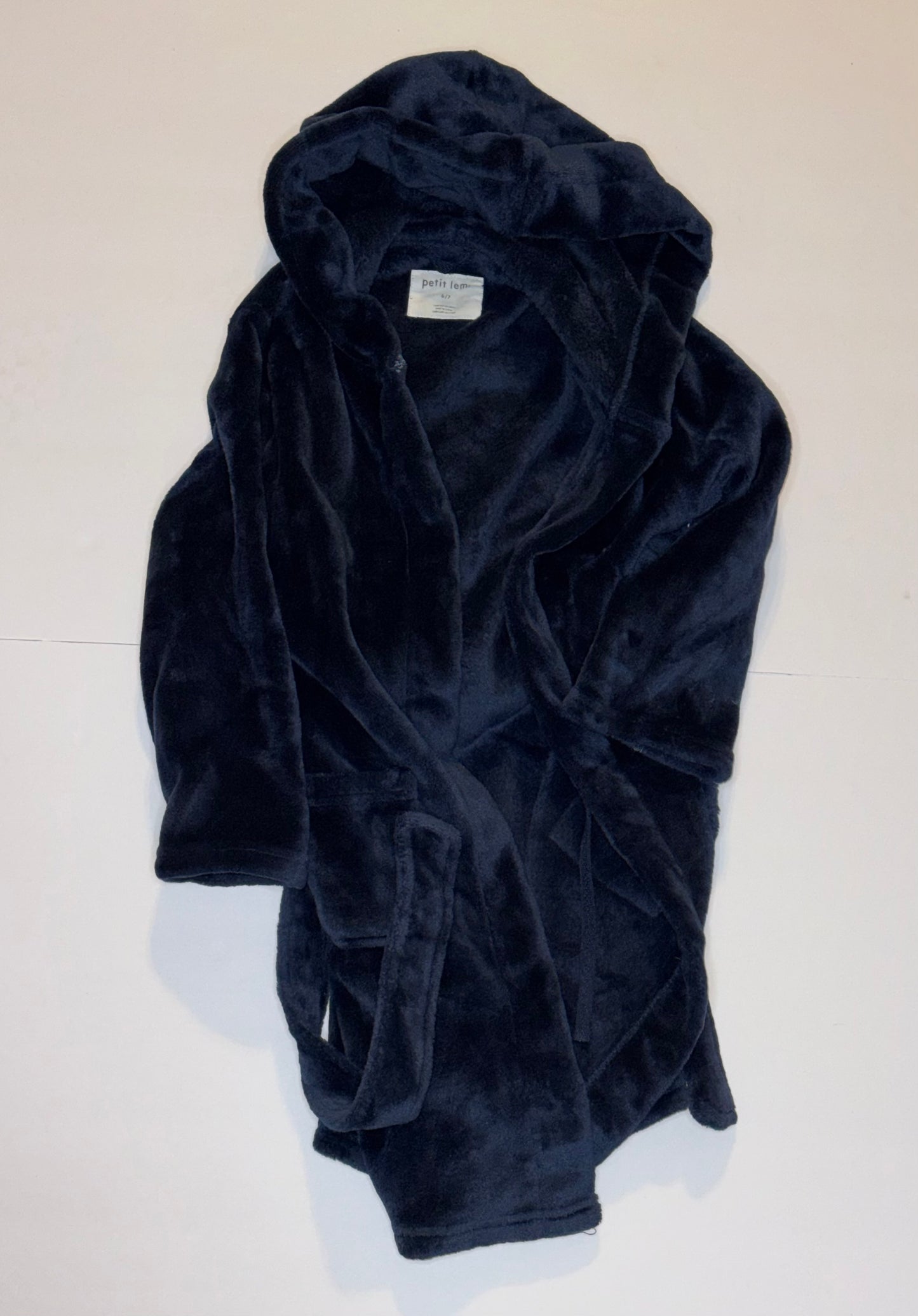 Petit Lem Navy Bath Robe 6/7