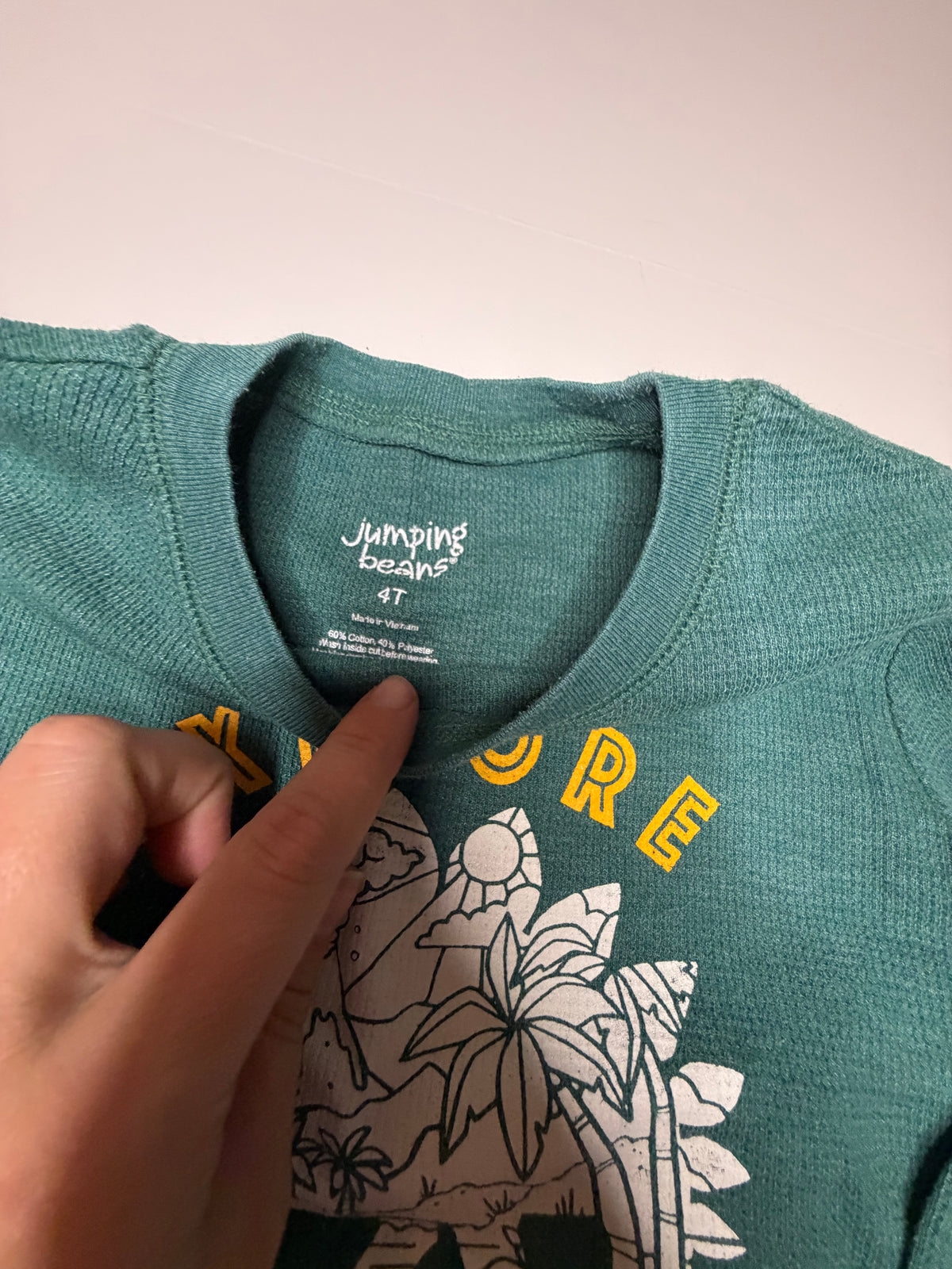 (2) Jumping beans LS green Dino & blue/red 4T