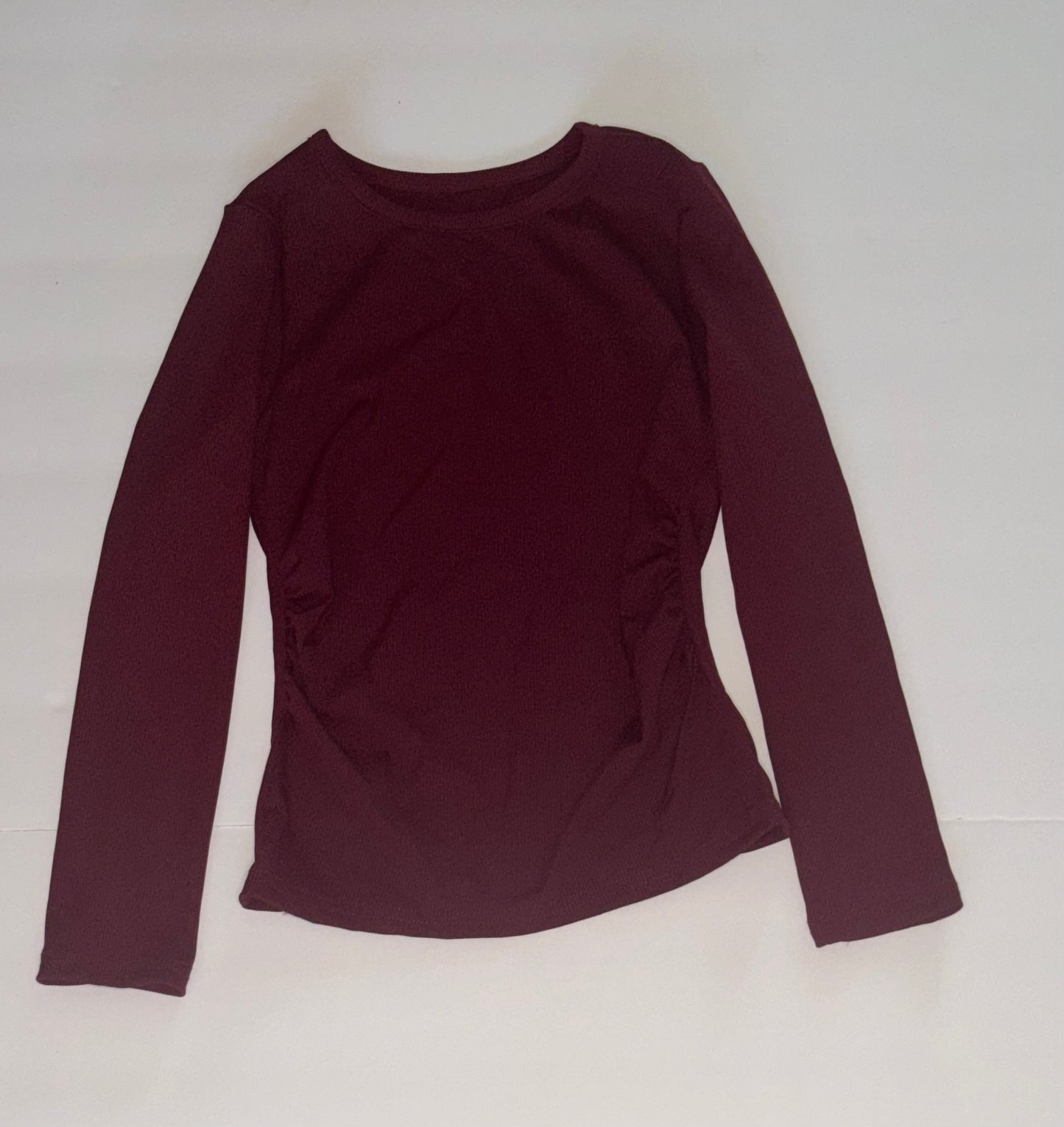No Brand Burgundy Long Sleeve Ribbed Top 6