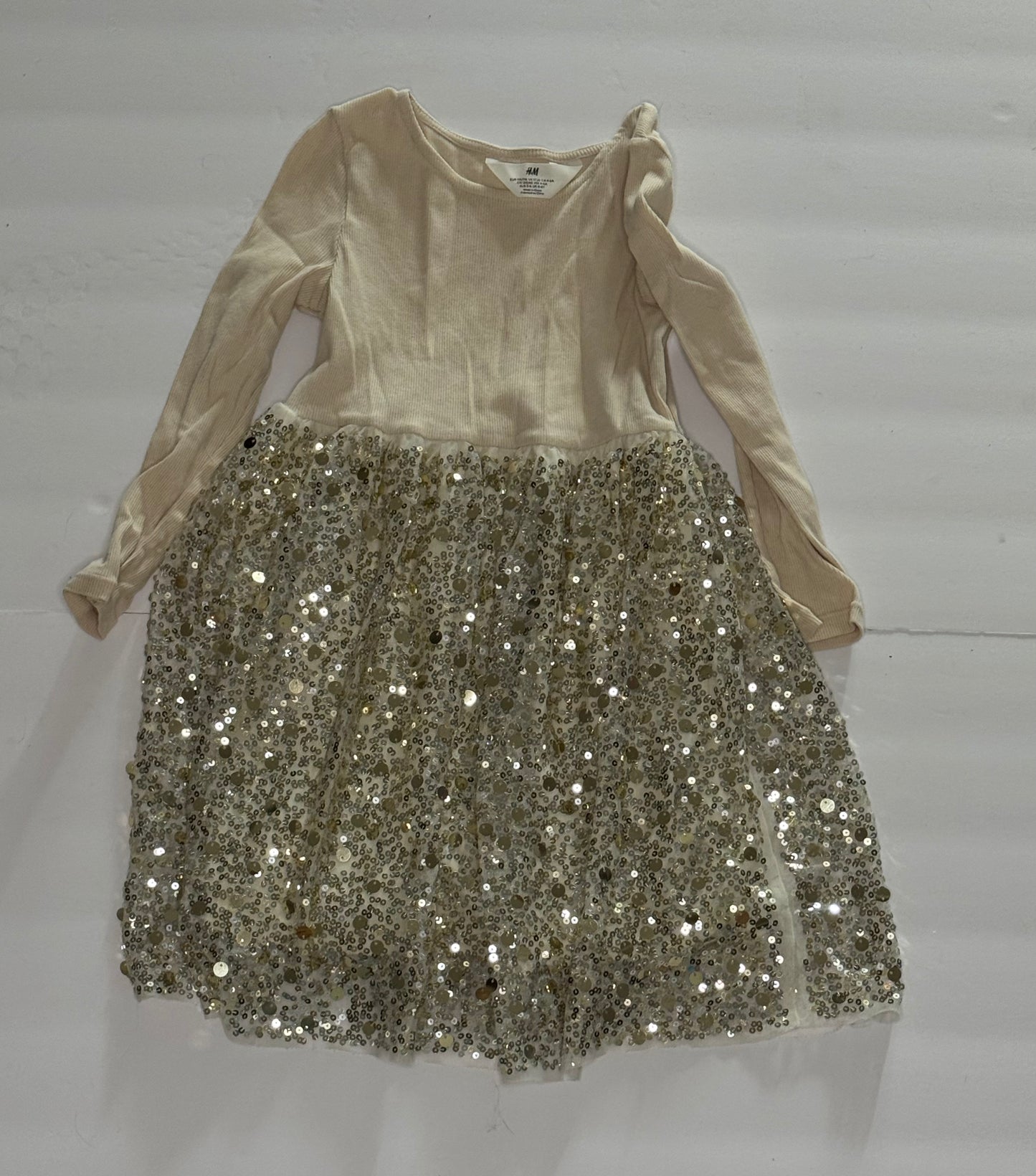 H and M Cream Sequin Dress 5T/6