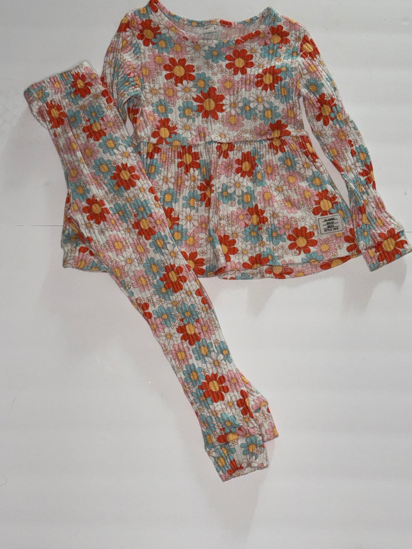 SHEIN Floral Ribbed Set 7