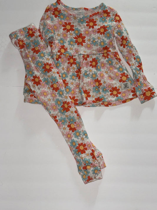 SHEIN Floral Ribbed Set 7