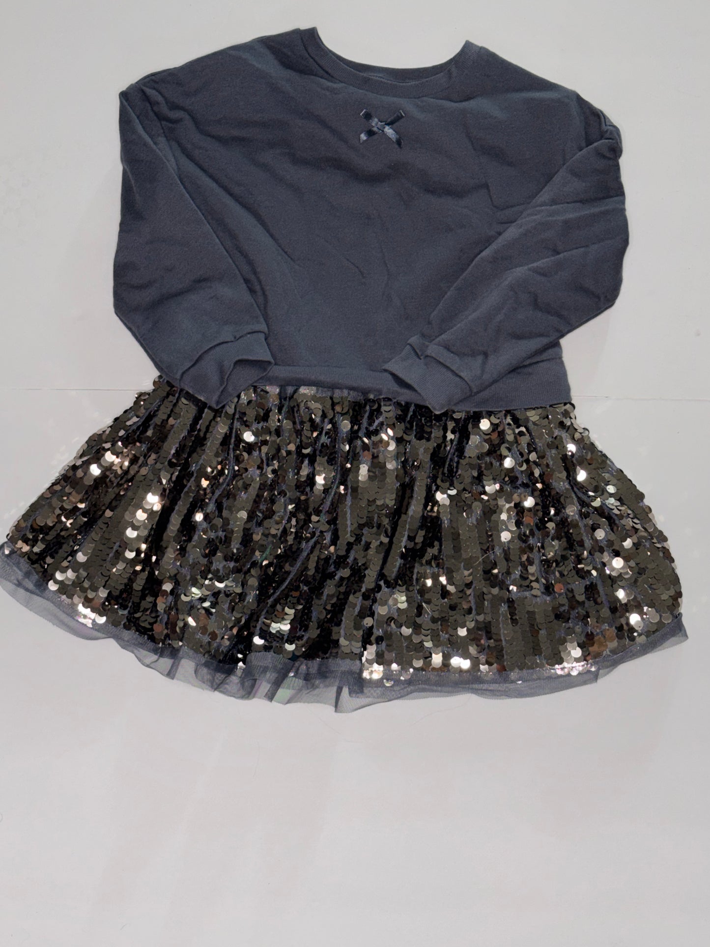 Wonder Nation Dark Grey Bow Sequin Dress 6