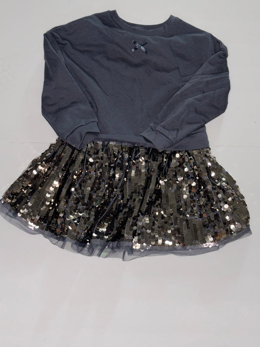 Wonder Nation Dark Grey Bow Sequin Dress 6