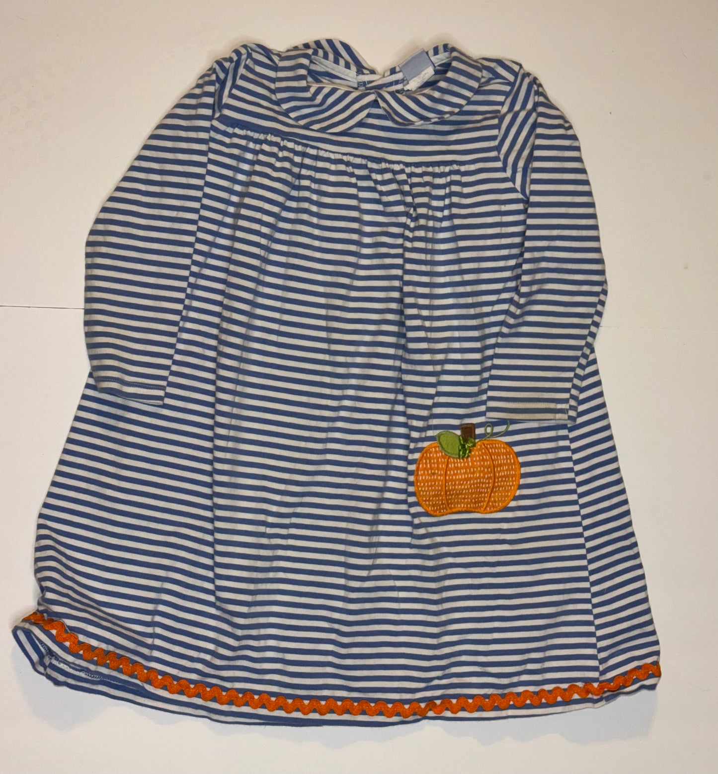 Bailey Boys Blue and White Striped Pumpkin Dress 6