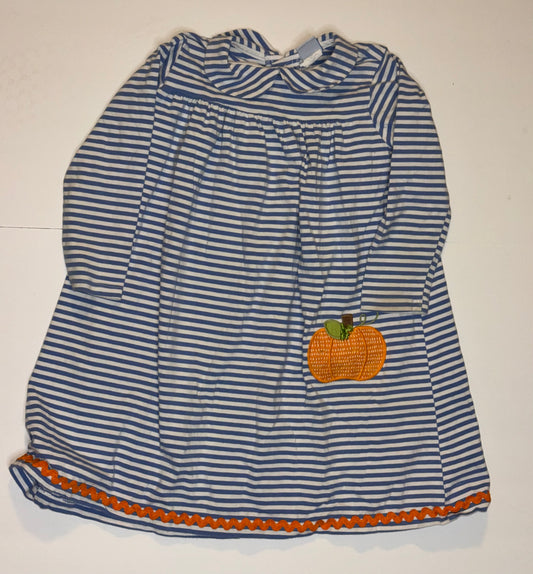 Bailey Boys Blue and White Striped Pumpkin Dress 6