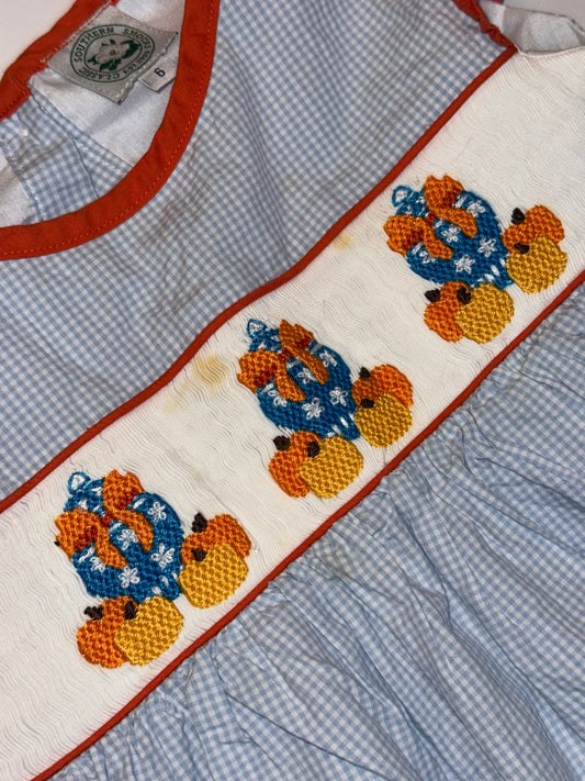Classic Southern Smocks Pumpkin Set Orange and Blue 6