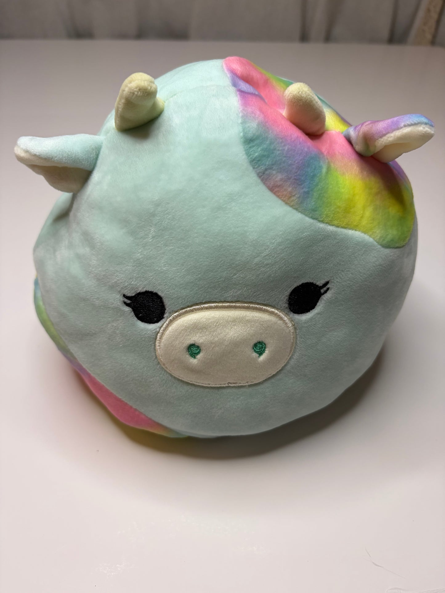 Squishmallow Cow Pink and Rainbow Reversible