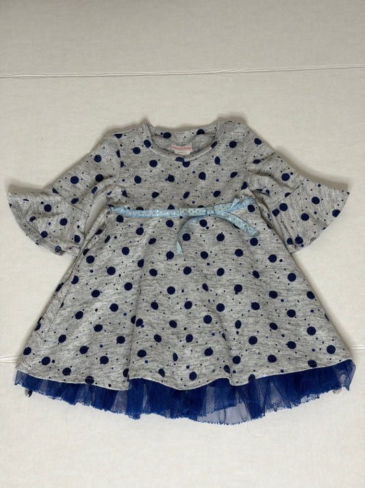 Youngland Grey and Blue Dot Dress - 2t